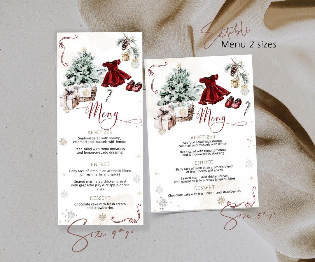 Christmas Baby Shower Menu Template, Baby Clothes Menu Card, Boho Menu ...