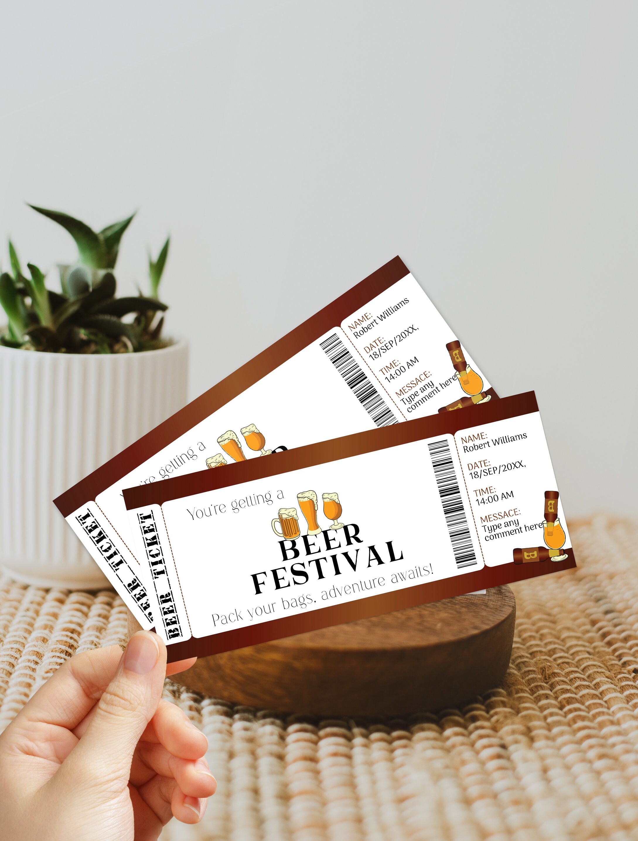 Printable Birthday Surprise Gift Ticket Beer Ticket Template - Etsy