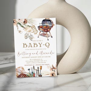 BBQ baby shower invitation template, baby-q shower invite, editable baby shower invite, backyard BBQ party invite, printable invitation P250