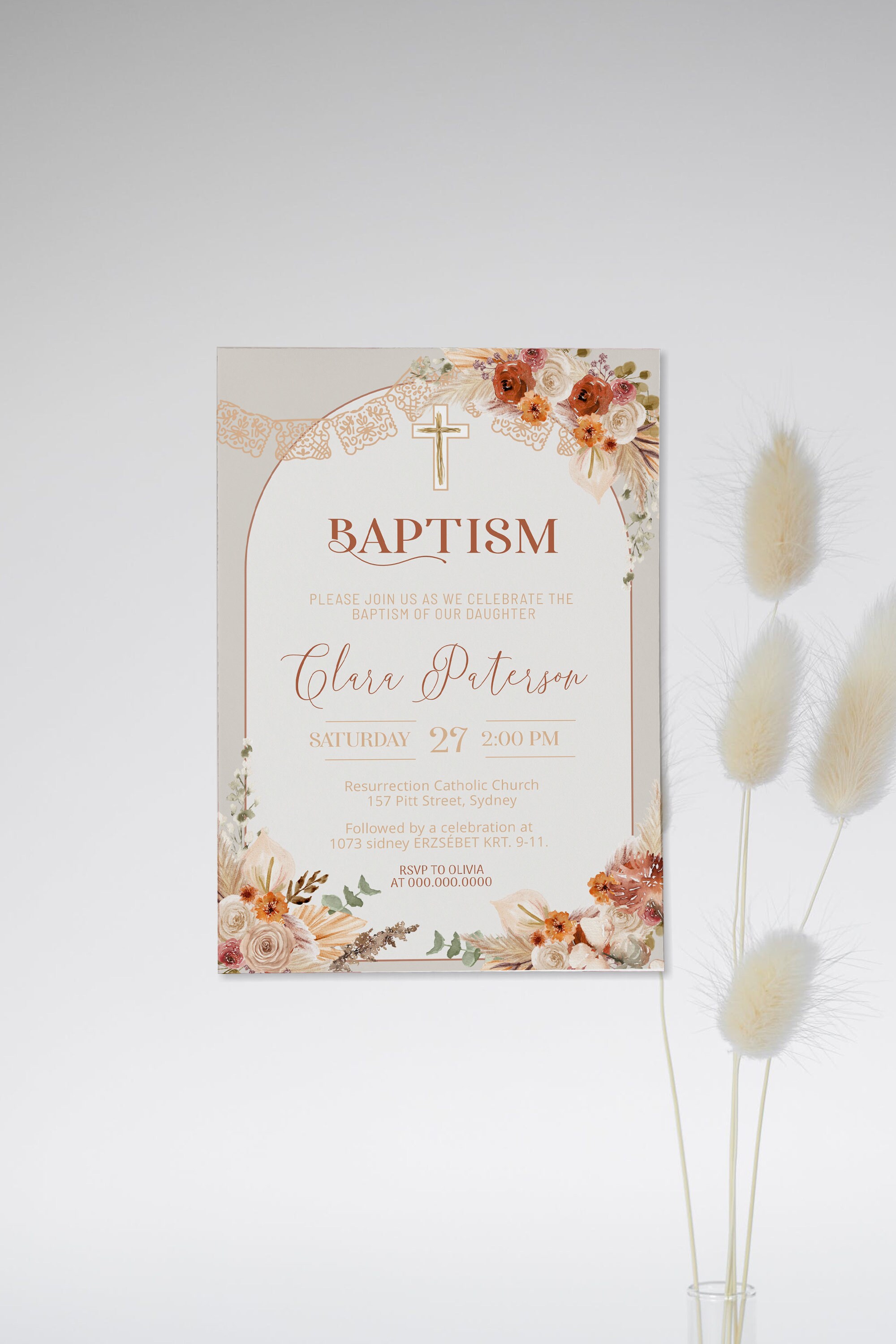 Baptism Invitation Template, Mexican Theme Baptism