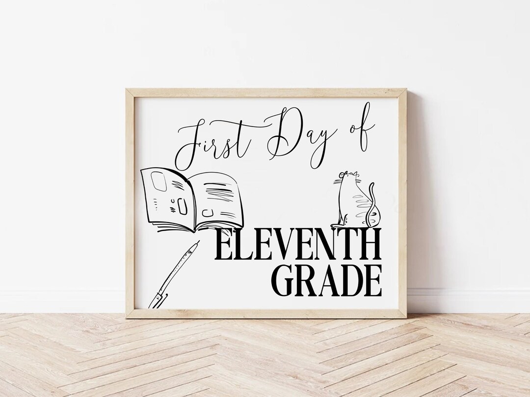 Eleventh Grade School First Day Of 11th Grade 2023 2024 Sign Editable 