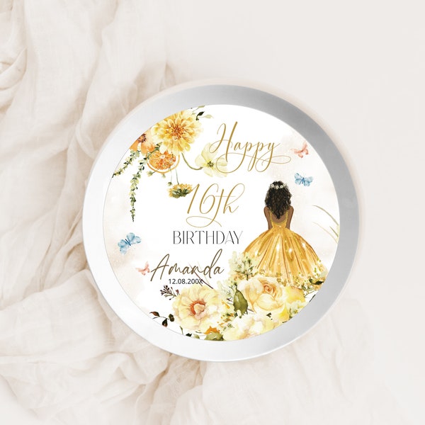 Custom charger plate label template, sweet sixteen, editable insert for charger, sweet 16, Any age birthday, instant download, template, P49