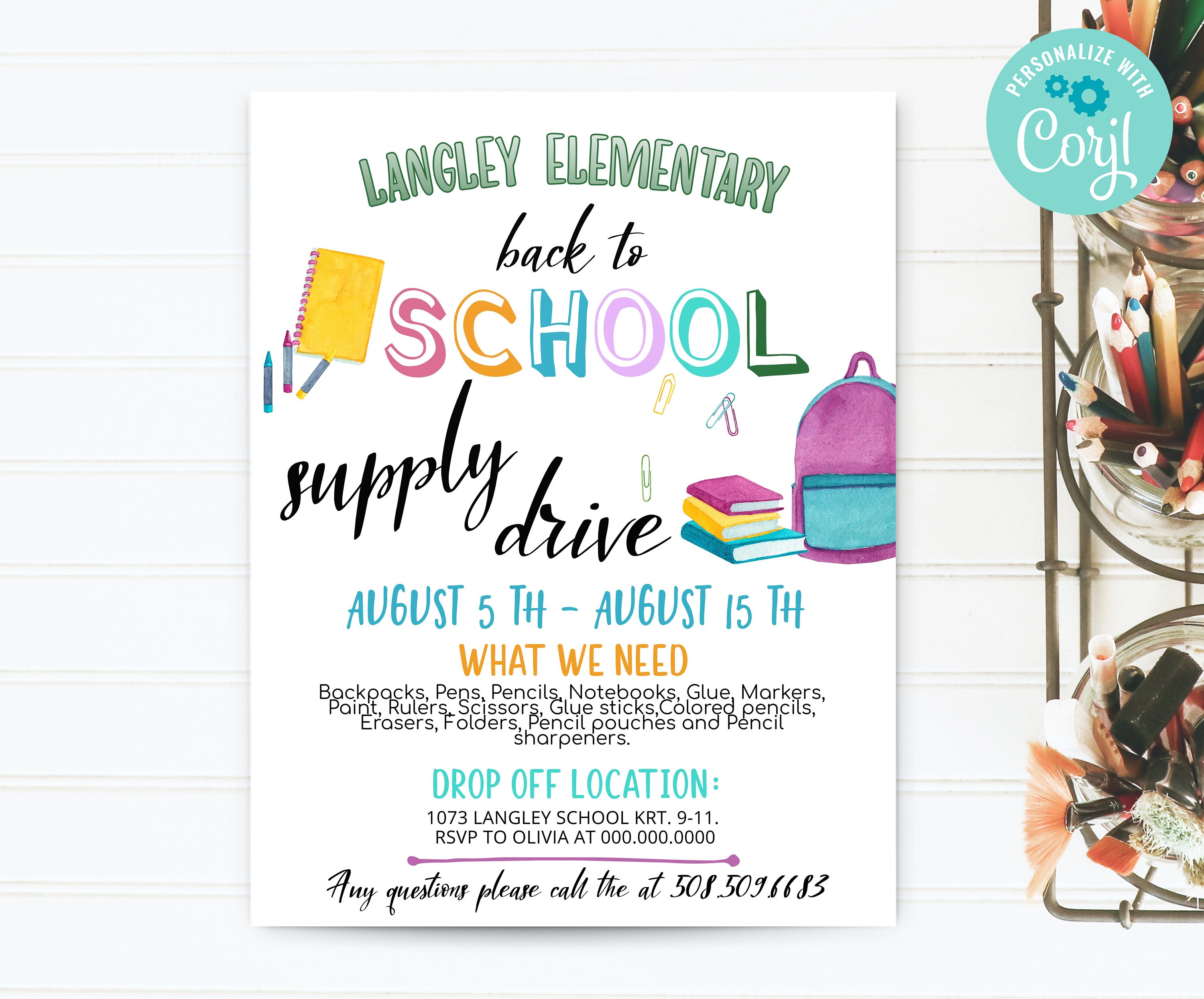 Editable Back to School Supply Drive Flyer Back to School - Etsy