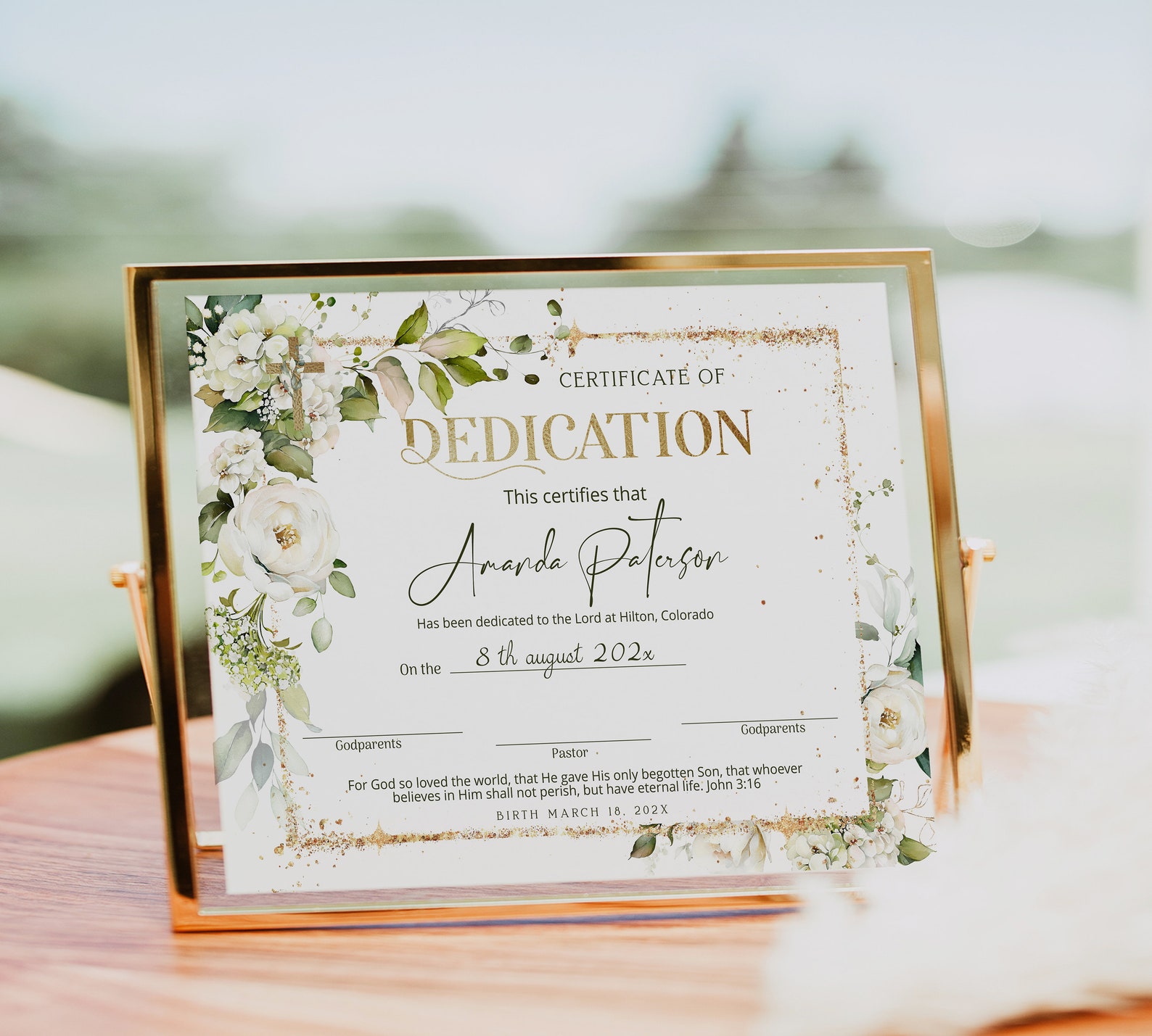 Editable Dedication Certificate Template, Baby Christening Dedication ...