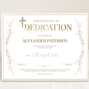 Gold Dedication Certificate Template, Child Dedication Certificate ...