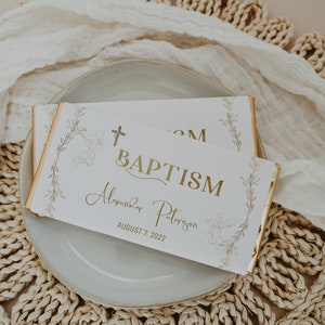 Angel gold baptism chocolate bar wrapper template, editable candy bar wrapper, baptism favors hershey bar wrapper, boy chocolate labels B6