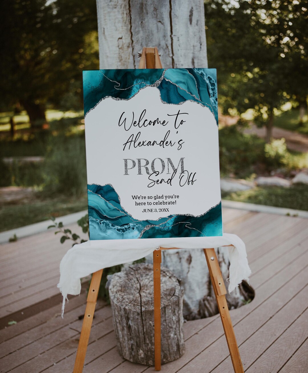 Prim Welcomesign Teal Silver Prom Night Welcome Sign, Senior Prom Poster, Prom Send off ...