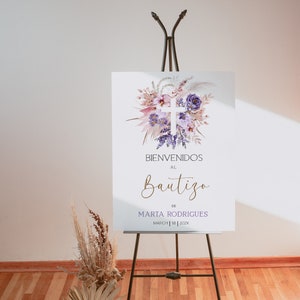 Bautizo welcome sign template, bienvenidos a bautizo sign, christening welcome sign in spanish, religious welcome sign, first communion P210