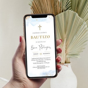Invitacion de bautizo, baptism invitation in spanish template, electronic bautizo evite, baptism invitation, digital christening evite B2b