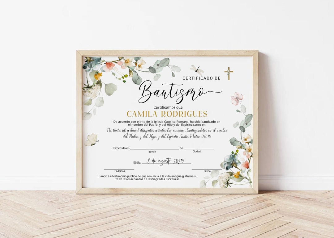 Spanish Baptism Certificate