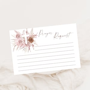 Pink boho prayer request cards printable, affirmation card, blank christian prayer cards, planner church prayer requests card template P64