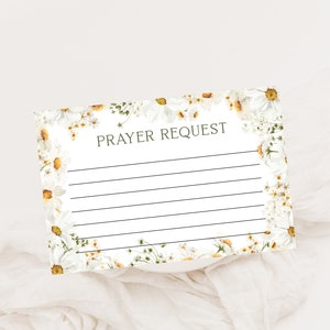 Editable prayer request cards, christian note cards, boho daisy prayer requests card template, printable christian bible verse cards P102