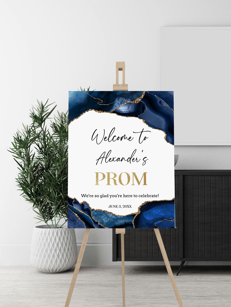 Prom Welcome Sign, Senior Prom Poster, Prom Night Welcome Sign, Blue ...