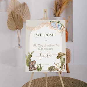 Fiesta baby shower welcome sign template, editable baby shower poster, mexican baby shower, cactus party welcome, baby shower decor, P231
