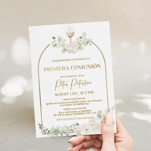 Invitación a la primera comunión de la niña, primera comunión, first communion invite in spanish template, printable religious invite, P200