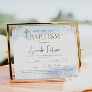 Editable certificate of baptism template, baby christening certificate, boy baptism certificate, baby certificate, baptism church forms B2b
