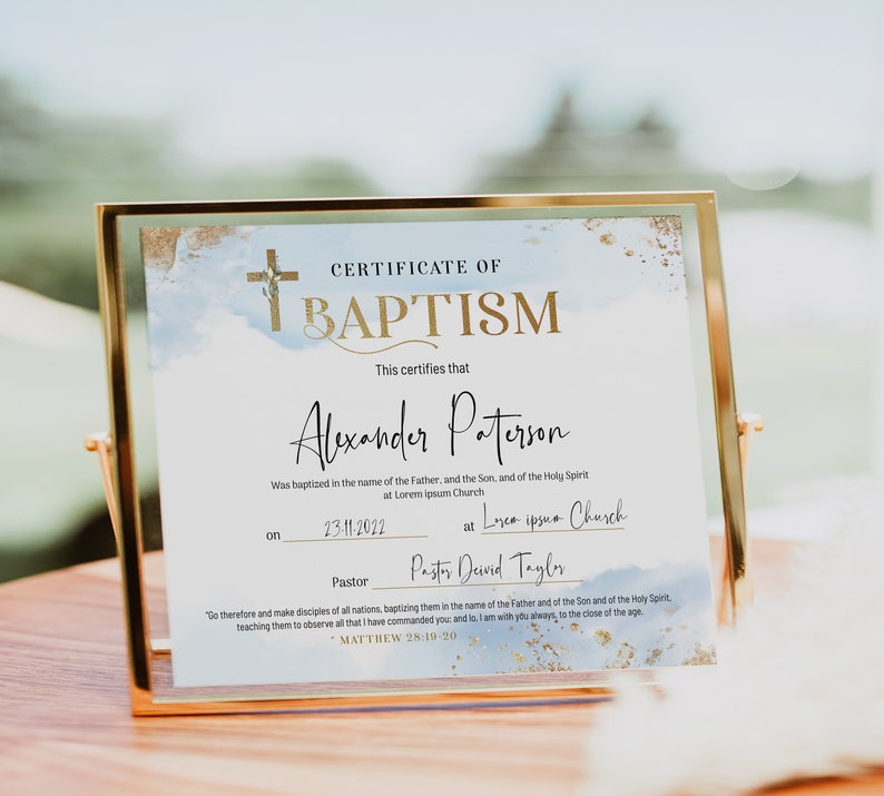 Editable Certificate of Baptism Template Baby Christening Etsy