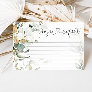 Green gold prayer request cards printable, christian note cards, editable baptism prayer requests card template, bible verse cards gold P52