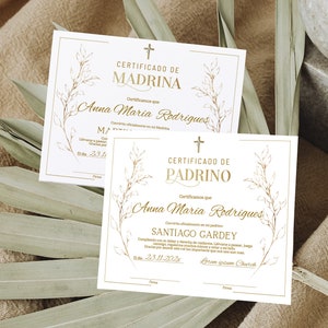 Certificados para padrinos, madrina padrino certificate, printable godparents certificate template, editable certificado de bautizo, P217