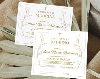 Certificados para padrinos, madrina padrino certificate, printable godparents certificate template, editable certificado de bautizo, P217