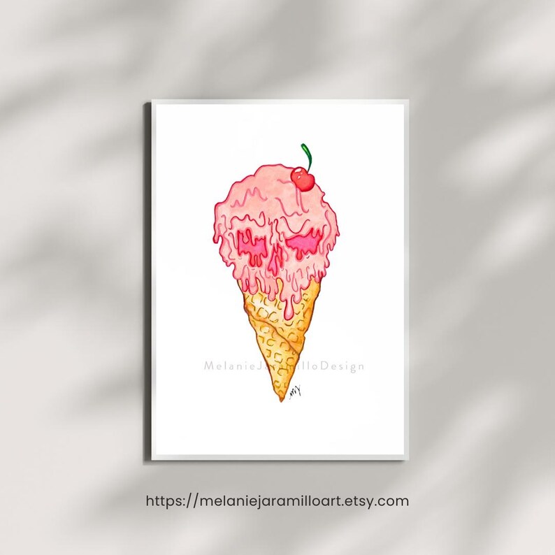 Strawberry I Scream Cone Original Painting by Artist Melanie Jaramillo ...