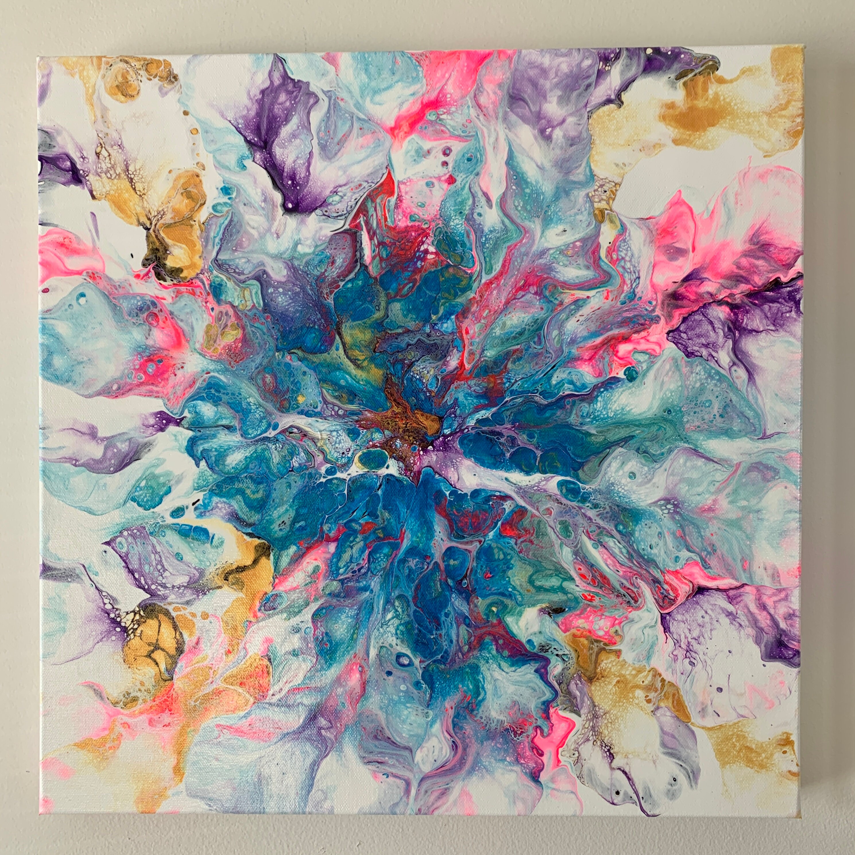 Acrylic Fluid Flower Paintings Original Art Wall Art Etsy