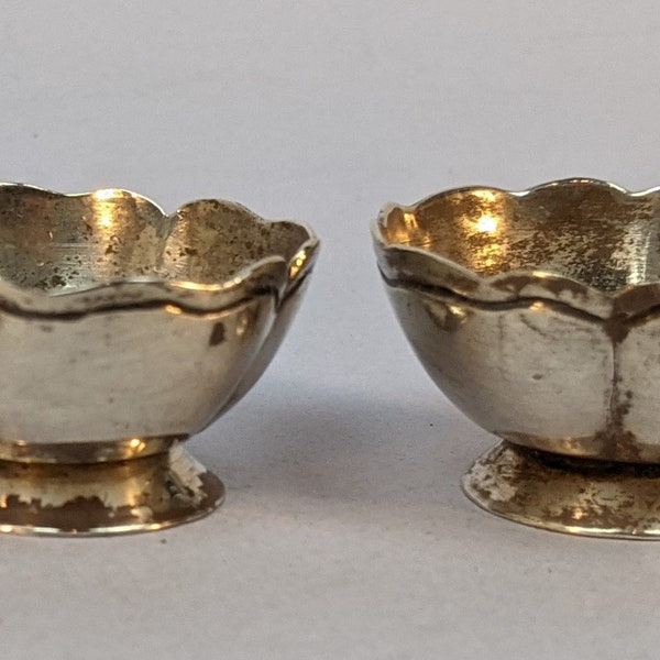 Set of Three Vintage Mexican Mexico Sterling Silver Salt Cellars Dips Bowls, Made Hecho in Mexico City by Maciel Silver Factory Style 14