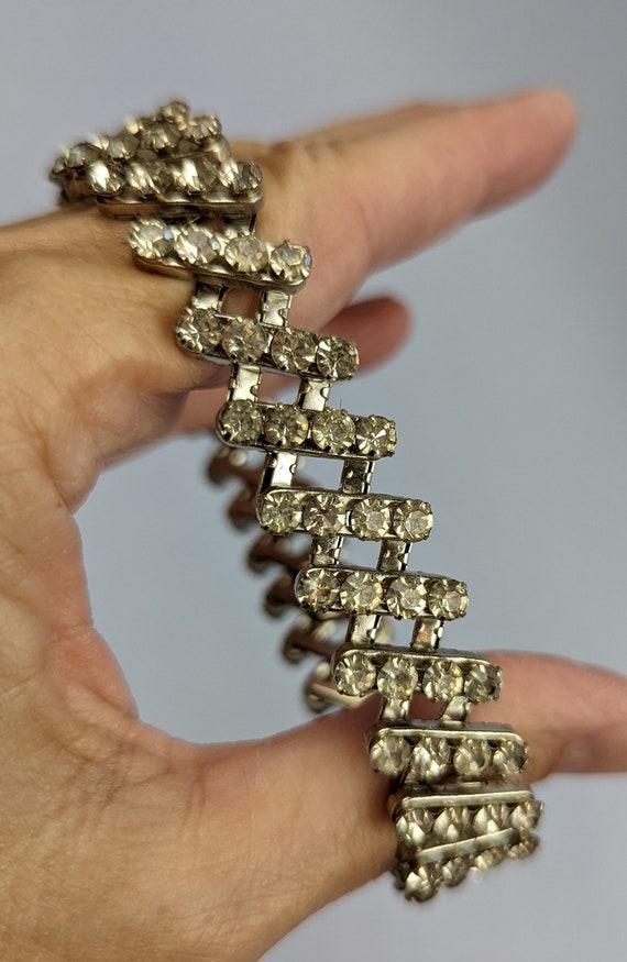 Vintage 1950s Fifties Rhinestone Costume Jewelry Brac… - Gem