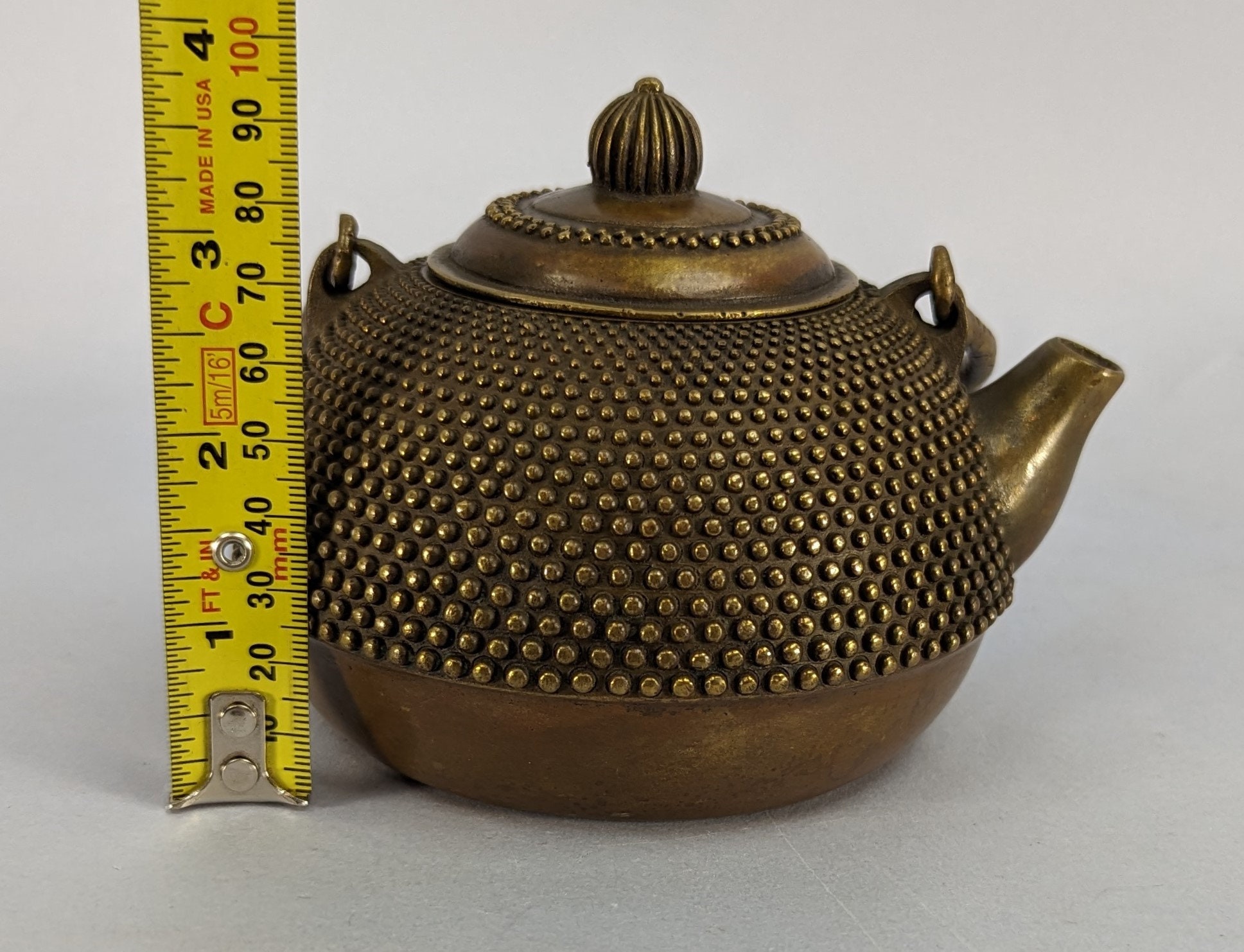 Vintage Chinese or Japanese Small Brass Handled Tetsubin Tea