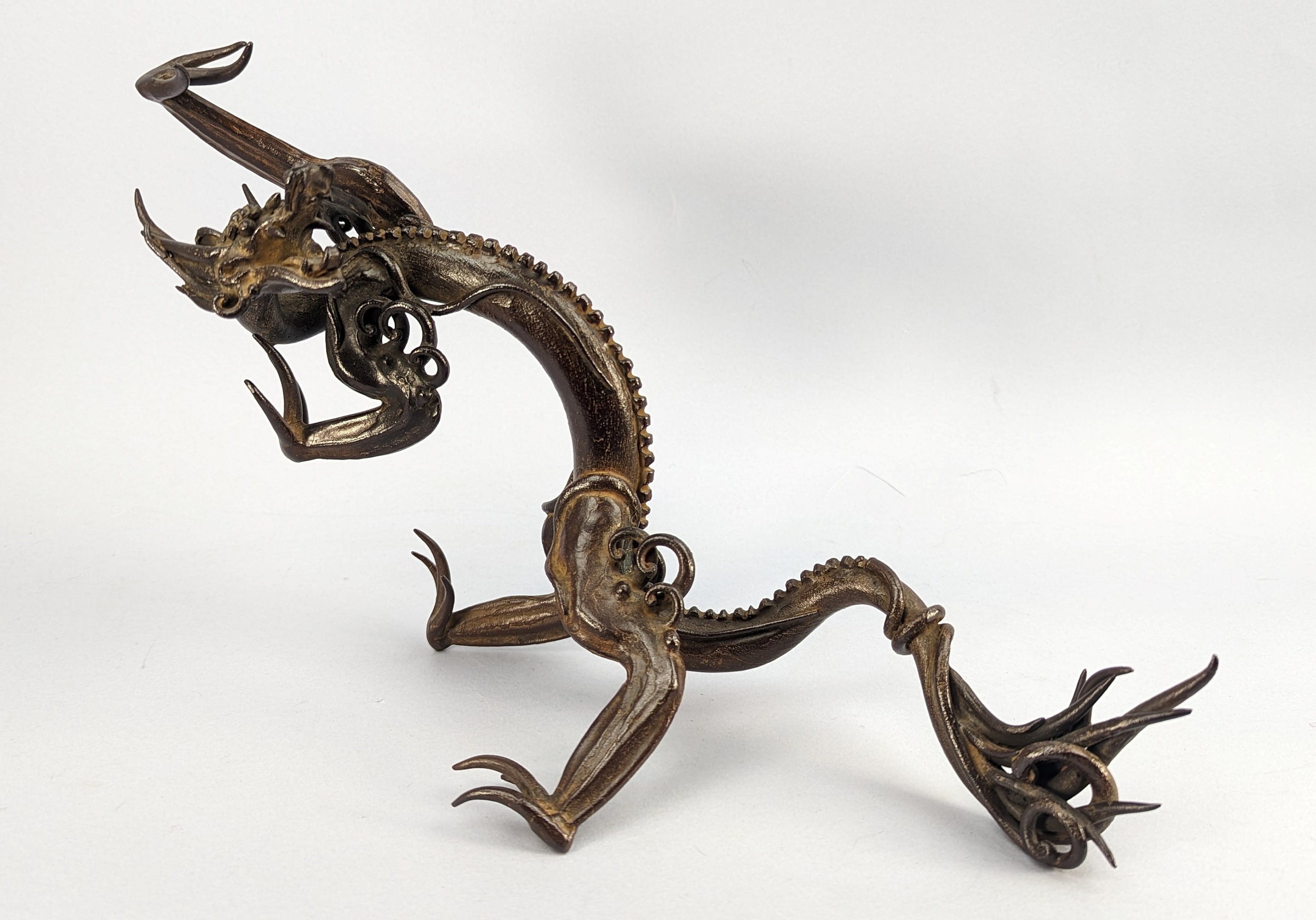 Vintage Japanese Bronze Qiulong 虬龙 虯龍 Qilong Dragon