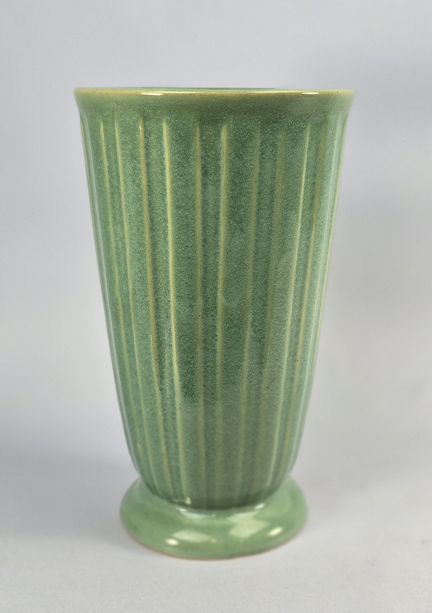 Weller Turquoise Gloss Fluted Vase, American Art Pottery