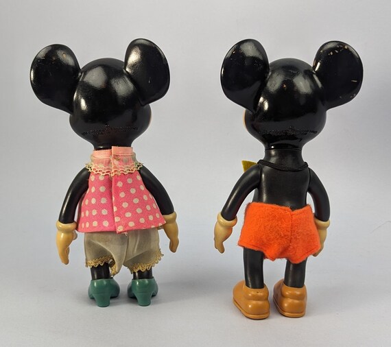 Mickey and Minnie Mouse Vintage Figurines Japan Paper Labels