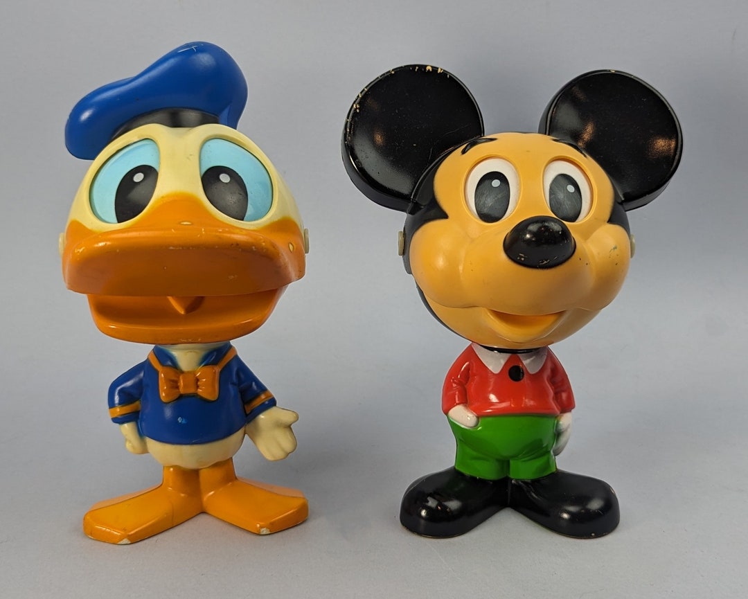 Talking Plastic Mickey Mouse + Donald Duck 1976 Mattel, Made in