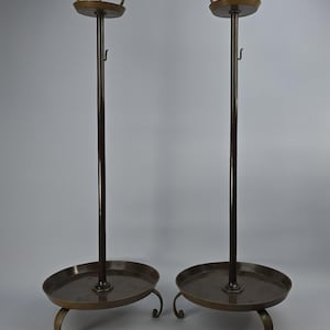 LOCAL PICKUP ONLY Antique 19th C Huge Japanese Bronze 27&quot; Temple Candlesticks Candle Sticks Holders Shokudai, Pre War Meiji Era 1897