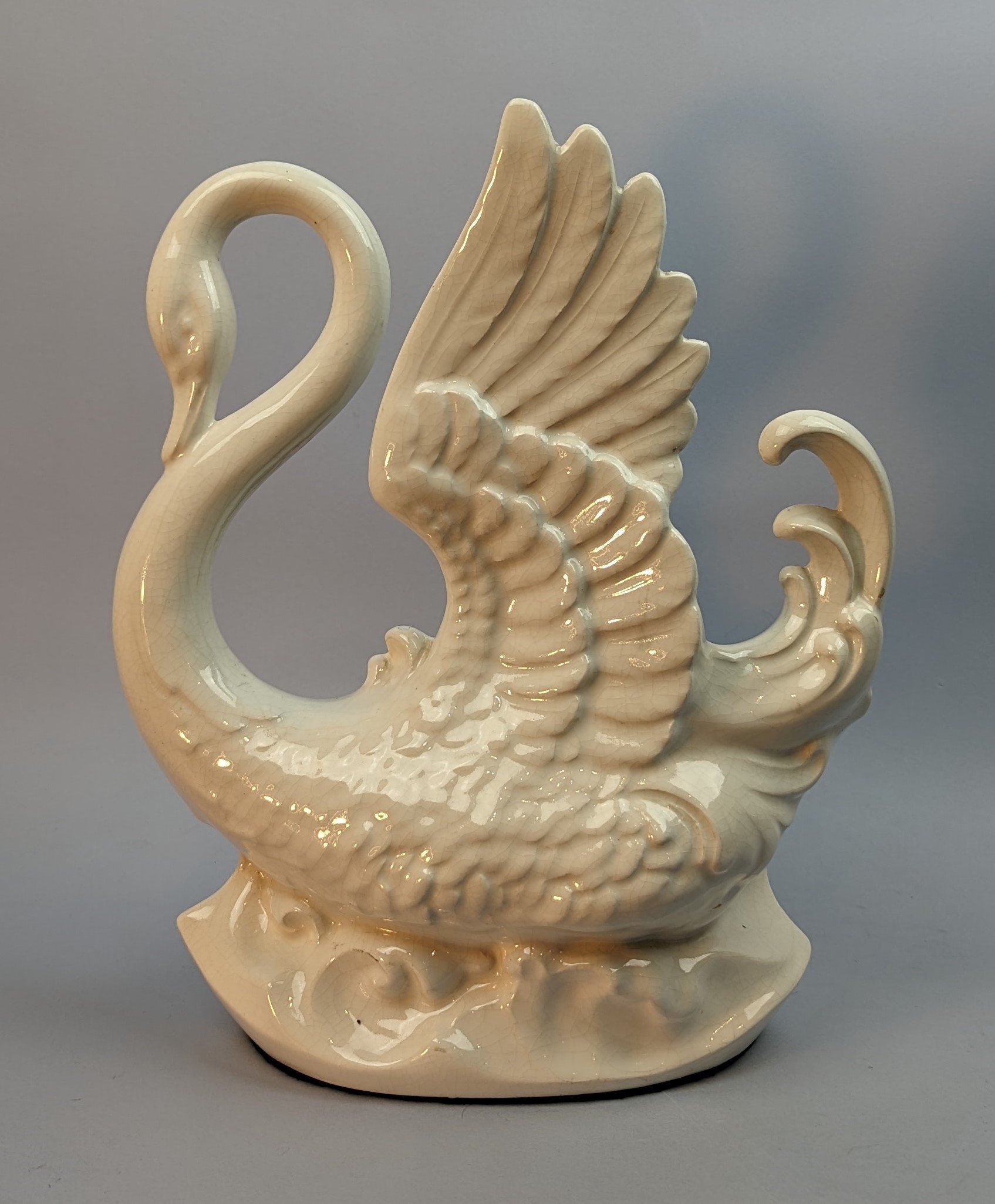 1950s Fifties Ceramic California Art Pottery Swan Lamp, TV Lamp