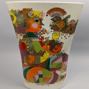 Perfect Vintage Midcentury Mid Century Bjørn Bjorn Wiinblad Rosenthal Vase Woman, Huge Elliptical Trumpet 12.75&quot;, Signed Marked 1970s 1980s