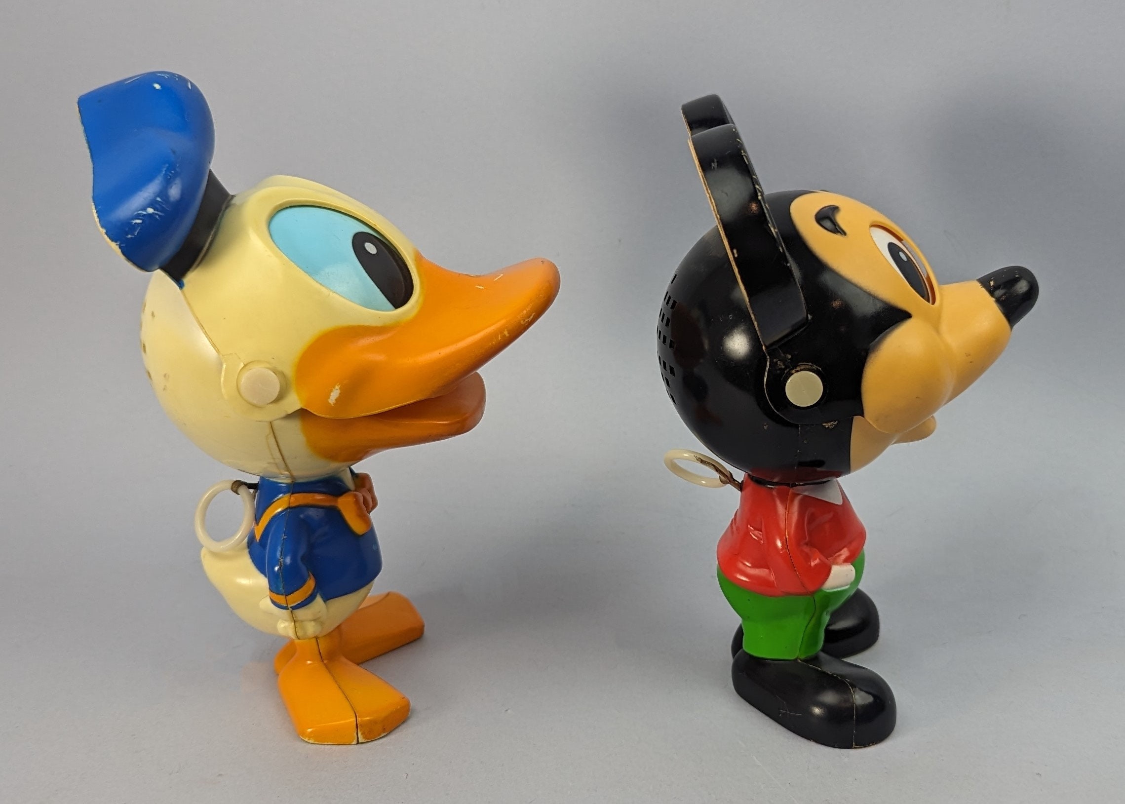 Talking Plastic Mickey Mouse + Donald Duck 1976 Mattel, Made in
