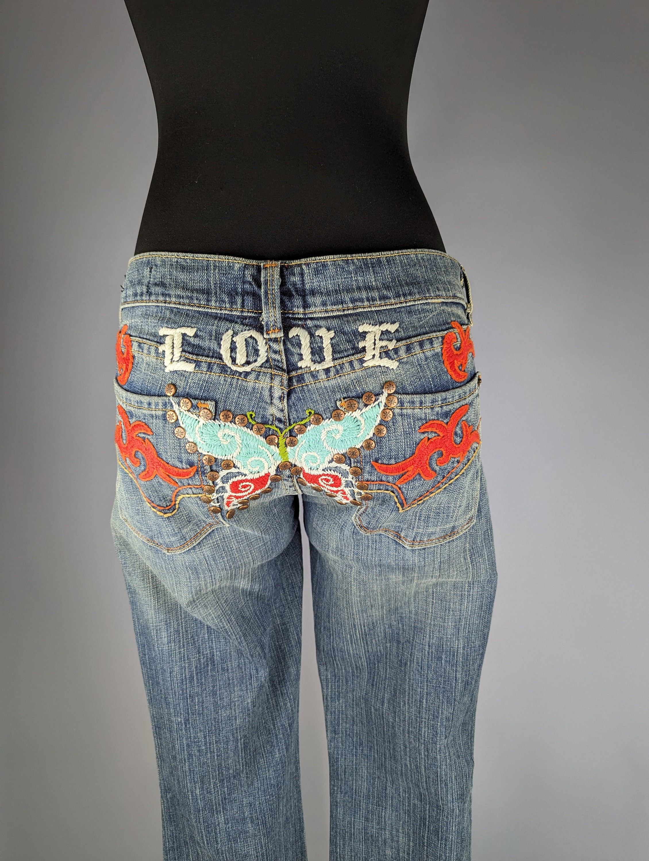 Vintage People for Peace Los Angeles Embroidered Love Jeans