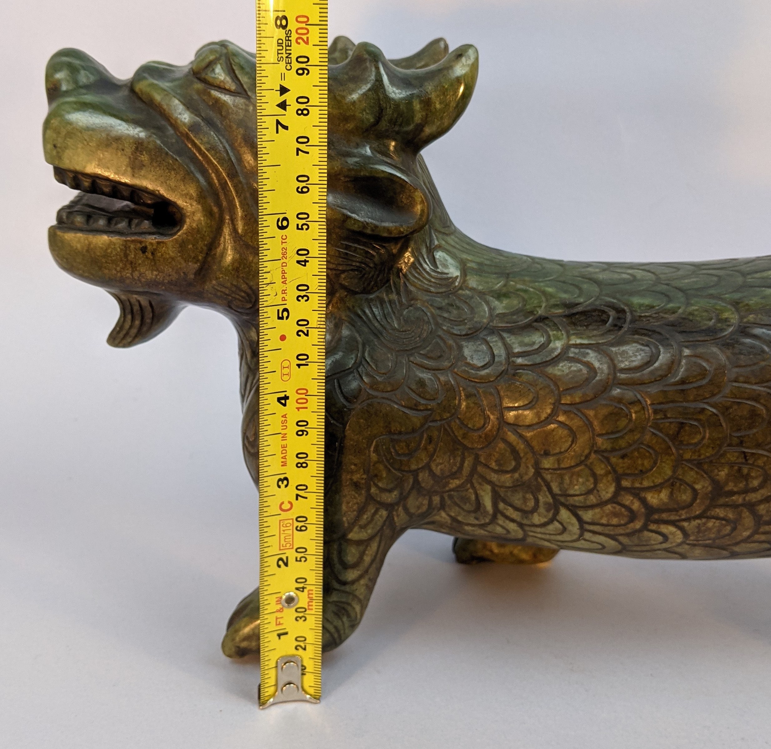 Sale-huge Vintage Chinese Carved Spinach Jade Boulder Bixie 辟邪 Pixiu 貔貅 ...