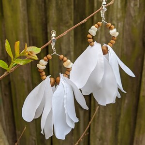 Boho statement earrings, flower earrings, rose earrings, white earrings, clip on earrings, floral earrings, flower earrings,summer earrings