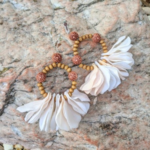 Floral hoop earrings, statement earrings, clip on earrings, flower earrings, clip on statement earrings, large hoop earrings, boho earrings
