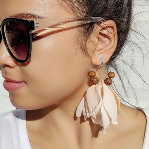 Flower statement earrings, large flower earrings, floral earrings, peony earring, clip on statement earrings, boho earrings, versatile style