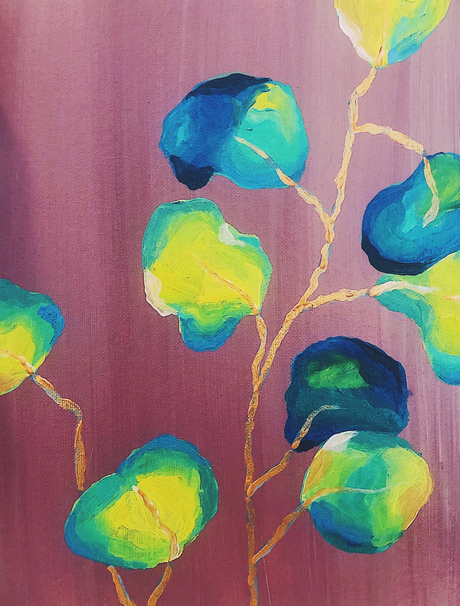 Eucalyptus Plant Painting on Canvas Acrylic Etsy