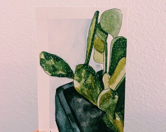 Cactus Watercolor 6x4", Wall Decor, Housewarming Gift, Floral Art, Plant Art, Texas Art, Travel, Dorm Art, UT Austin, College Gift