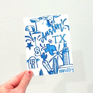 PRINT - City Series - Print of Original Illustration - Austin TX - Blue