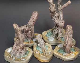 Resin Printed Marshy Dead Trees - Set of 5 - Print Your Monsters-Marsh Terrain-Diorama-Skirmish Game-Table Scatter-Roleplaying Terrain