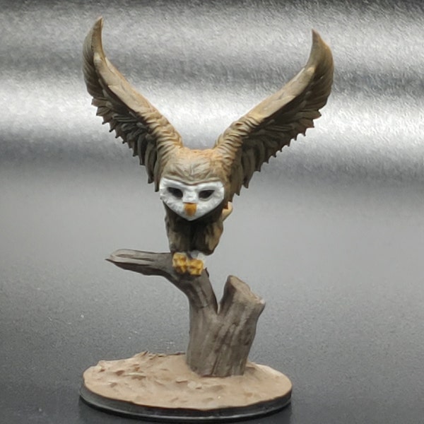 Resin 3d Printed Great Owl - DnD/Pathfinder - Pet/Familiar/Form/Summon/Encounter - Forest/Barn Diorama