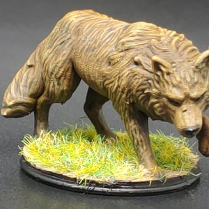 Resin 3d Printed Wolf - D&D/Pathfinder - Encounter/Familiar/Pet/Summon/Form - Forest/Plains Diorama