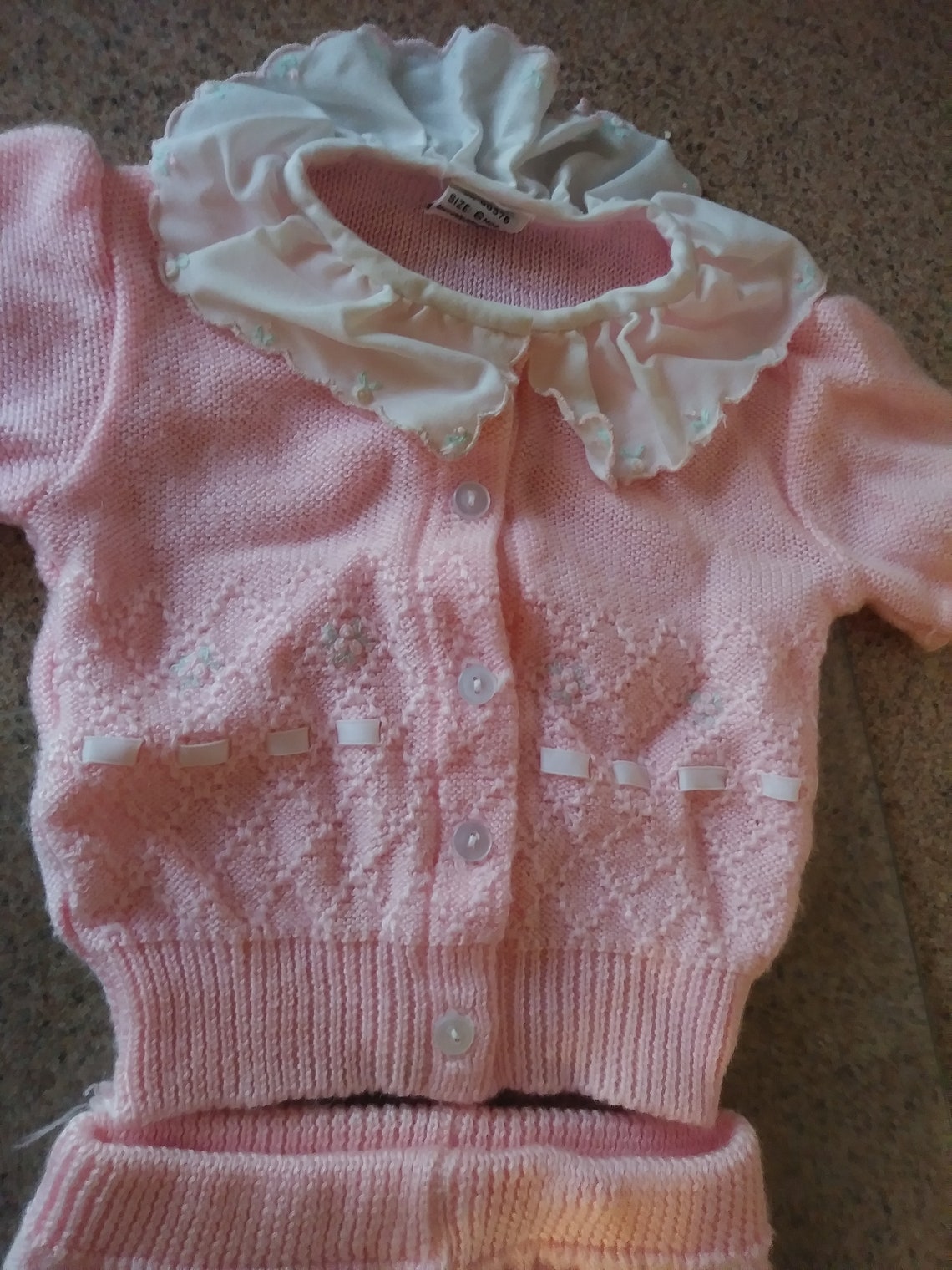Vintage 1960 baby clothes2 piece pink knit outfit | Etsy