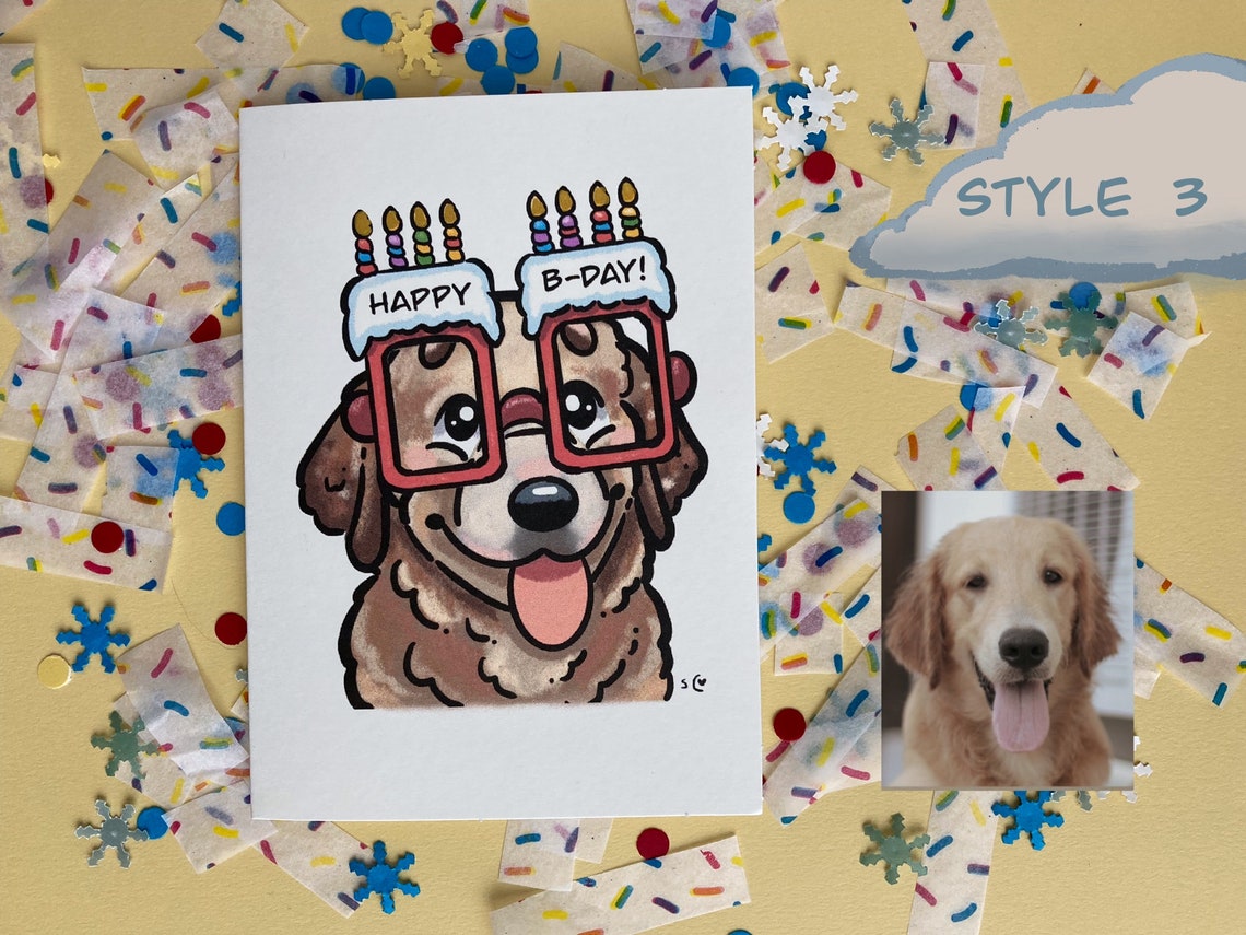 Handmade Custom Dog Birthday Card From Your Photo - Etsy